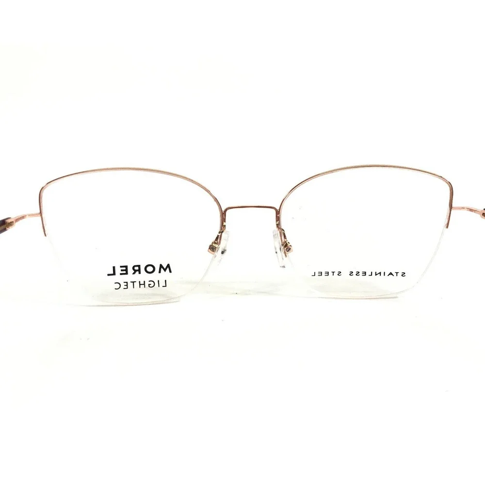 Morel Lightec Eyeglasses Frames 30154L PR08 Rose Gold Cat Eye Half Rim 52-18-140